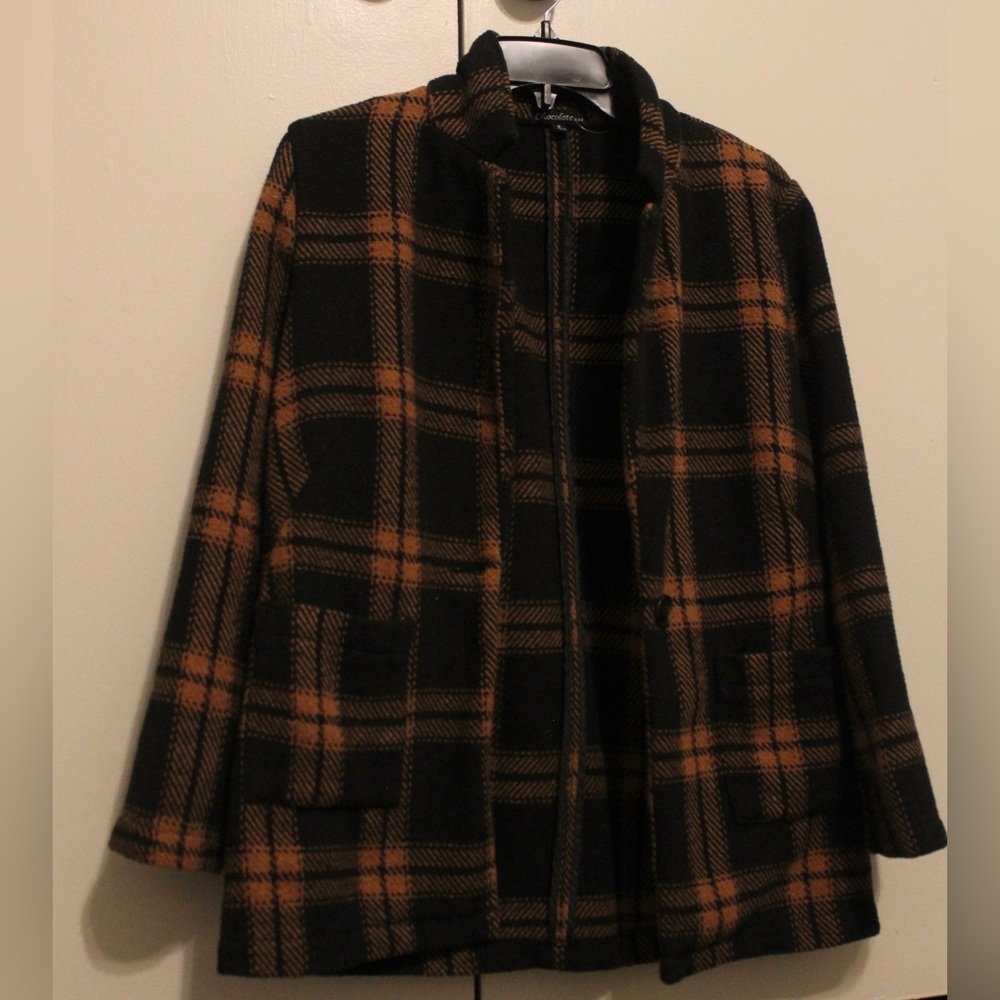 Black and Gold Plaid Coat